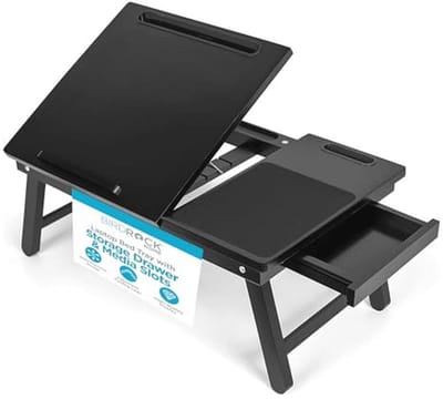 Laptopbedlade met Opberglade en Mediasleuven | Inklapbare Poten en Muismat | Geschikt voor Laptops tot 15 inch