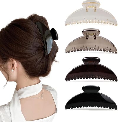 Grote Haarklemmen - Haarspelden Klauwclips - Haar Styling - Sterke Antislip Grip - 4 Stuks - Transparant