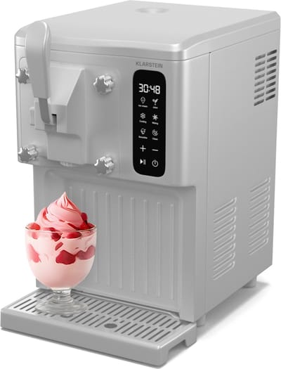 Klarstein Sweet Sundae ijsmachine - 3-in-1 voor ijs, milkshakes en smoothies, 1,5 liter tank, touchscreen, koelstand, reinigingsfunctie, wit - voor Feest - Snel - Display - Ice Maker - Ice Cube Maker - IJsmaker - IJsblokjesmaker