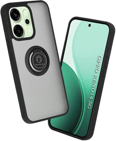Hoesje geschikt voor Oppo Reno14 - Techsuit Glinth Back Cover met ring en magneet - Zwart