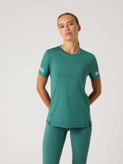 Björn Borg Sportshirt Dames Trainingshirt Korte Mouw - Gerecycled Polyester - Mallard Groen - Maat S