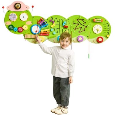 VEVOR 12-in-1 Montessori Busy Board, Montessori Motorische Vaardigheden Bord voor Vroege Ontwikkeling, Houten Sensorisch Wandpaneel voor Kinderen van 3-12 Jaar, Rups Wandspel voor Kleuterspeelzaal