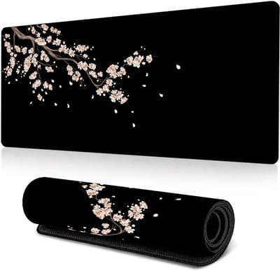 muismat 800 x 300 mm zwart XL muismat met antislip rubberen basis toetsenbord muismat genaaide randen thuis kantoor bureauonderlegger (zwart 3)