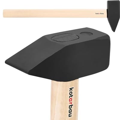 KOTARBAU® Voorhamer, 5 kg, Sloophamer, Staal, Slotenhamer, Ergonomisch, Zware, Hamer Voor Sloopwerk, Slotenmaker Hamer, Sloophamer Met Houten Steel, 70 cm, Zwart Natuurlijk