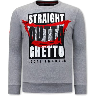 Heren Sweater - Straight Outta Ghetto - Grijs