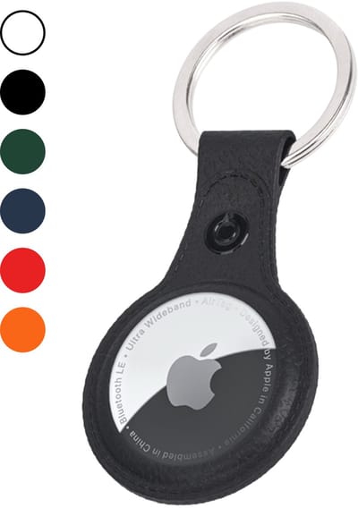 Hoesje Geschikt voor Apple AirTag 2e generatie Sleutelhanger Hoes Leren - Leder Look Hoesje Geschikt voor Apple AirTag 2-Sleutelhanger Hoesje Case - Zwart