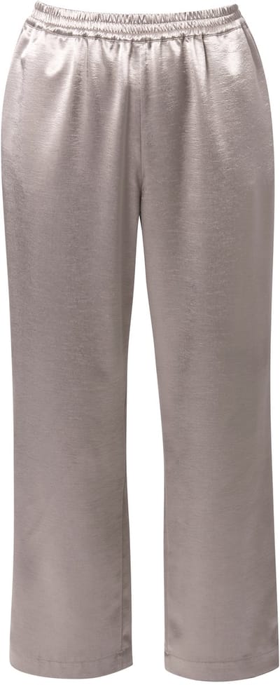 Ulla Popken - Dames - Satijnen broek Rose metallic effect wijde pijpen - Goud - Maat 42+