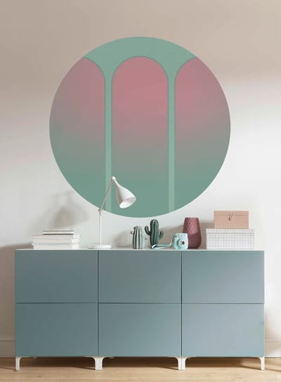 Fotobehang - Three Doors 125x125cm - Rond - Vliesbehang - Zelfklevend
