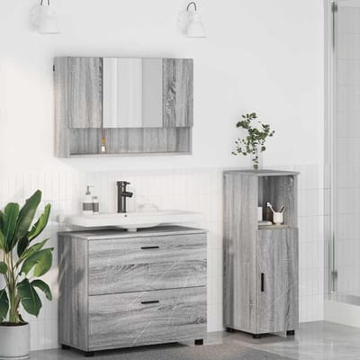vidaXL - Badkamermeubel - Set - met - lade - met - plank - 3 - pcs - Grijs - Sonoma