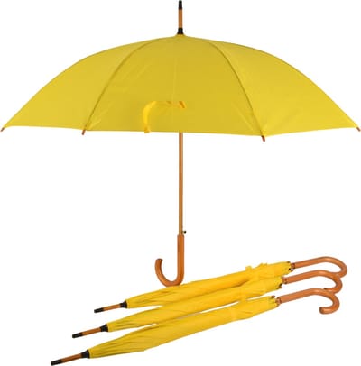 Paraplu 4 stuks - Set van 4 Gele Automatische Paraplu's 102cm - Waterdicht | Paraplu met Houten Handvat | Regenbescherming Voor Elke Gelegenheid!