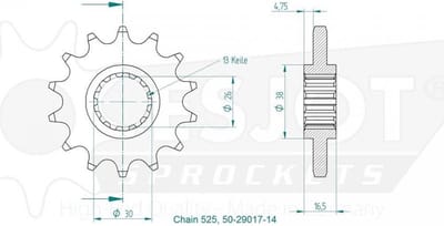 Pignon de sortie de boite Esjot pour Moto Honda 600 Cbf N /Abs 2008 à 2013 16 dents pas 525 Neuf