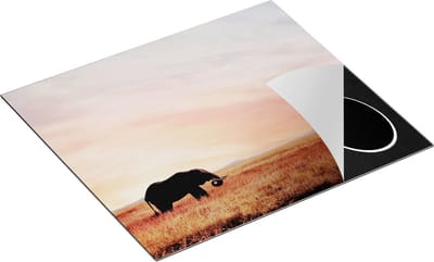 Chefcare Inductie Beschermer Olifant in het Savanne Veld - 60x50 cm - Afdekplaat Inductie - Kookplaat Beschermer - Inductie Mat