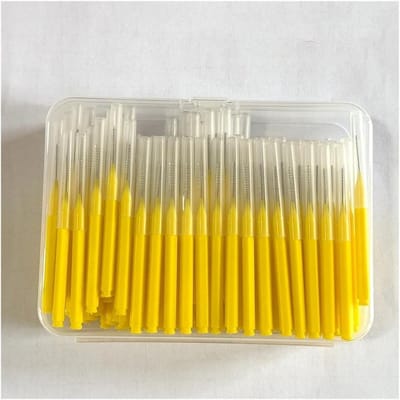 Interdentale Borsteltjes - Tandenborstels Mondhygiëne - Tussen Tanden Reinigen - Zachte Haren Duurzaam Staaldraad - 120 Stuks - Geel