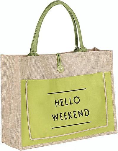 Duurzame Jute Tote Bag, Herbruikbare Tas voor Winkelen, Canvas Strandtas voor Dagelijks Gebruik, Reizen en Picknicks