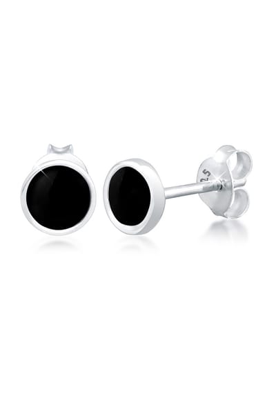 Elli - Oorbellen - Dames Oorsteker Cirkel Geo met Email Wit in 925 Sterling Zilver - Dames
