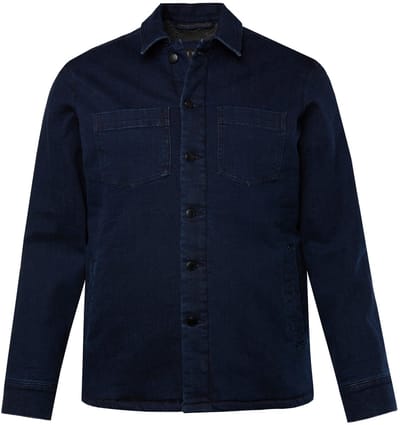 JP 1880 - Heren - Jeansjas teddyvoering borstzakken - Donkerblauw denim - Maat 3XL