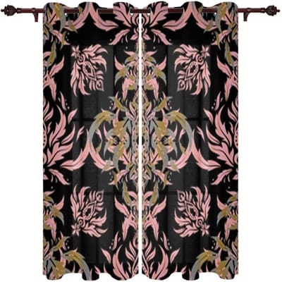 Barokke Gouden Bloemenbladeren Prachtige Raamgordijnen Schilderachtige Gordijnen voor Woonkamer Decoratieve Items Woonkamer 135W x 160H(cm)x2