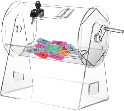 Loterij Ticket Spinner - Loterij Trommel - Loterij Trekkingen - Afsluitbare Sleuf - 30x19x30 cm - Doorzichtig