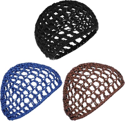 Haarnet voor vrouwen - 3 stuks - Slapen wrap - Slaap druk kap - Haak wraps - Gaas mutsjes - Krullend recht haar - Droogmutsen - Pruik Haarnet - Snoods - Hoofdband - Bad- en douchecaps - Multicolour - Een maat