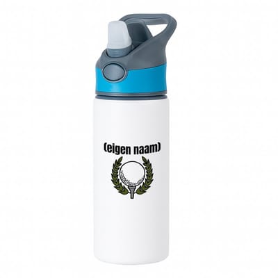 Hacebo® - golfbal met eigen naam waterfles met rietje blauw - Golf - golfers - leuk cadeau voor iemand die houdt van golfen - cadeau - kado - water fles - 650ML