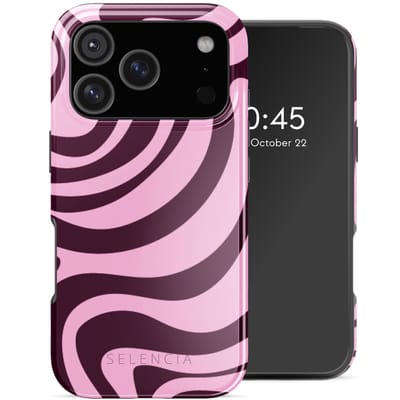 Selencia Hoesje - Geschikt voor Apple iPhone 17 Pro - Backcover geschikt voor MagSafe - Wavy Swirl Pink Plum