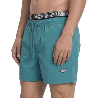 Jack & Jones Heren zwemshort jpstmaui surf dubbele waistband effen blauwgroen
