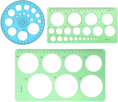 Cirkelsjabloon Set - Tekensjablonen - Creatief Ontwerp - 360 graden & diverse maten - Ø3 tot 70 mm - Transparant