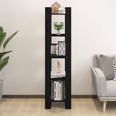 vidaXL - Boekenkast/kamerscherm - 41x35x160 - cm - massief - grenenhout - zwart