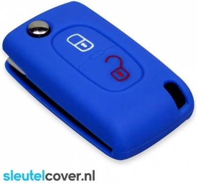 Autosleutel Hoesje geschikt voor Citroën - SleutelCover - Silicone Autosleutel Cover - Sleutelhoesje Blauw