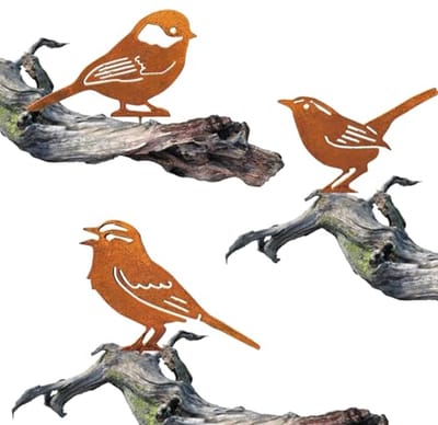 Roestige Vogeldecoratie voor Tuin en Binnenplaats - Metalen Tuindecoraties met Schroeven