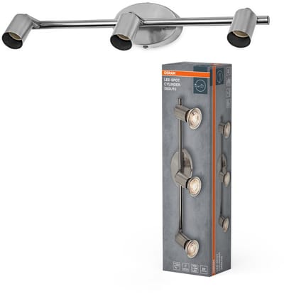 OSRAM LED Spot Cylinder plafondspot 3x GU10, Geborsteld Nikkel, Staal, draaibaar, IP20, Binnenruimte