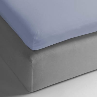 HnL Living - Hoeslaken - Topper - Katoen Perkal - 180 x 220 cm - Lichtblauw