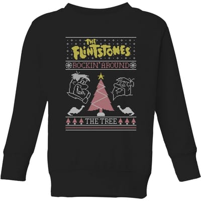 Flintstones Rockin Around The Tree Kids' Christmas Jumper - Black - 134/140 (9-10 jaar)