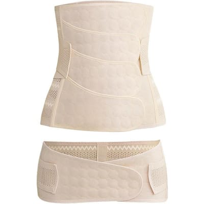 Postpartum Buikband - 4-Weg Ademend Corrigerend Set Voor Herstel Na Keizersnede Verstelbare Taille Trainer en Vormgevende Band XL white