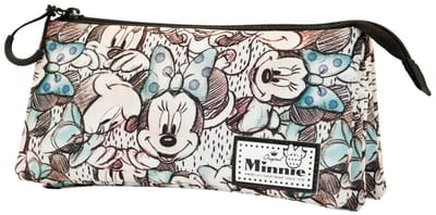Karactermania - Disney - Minnie Mouse - Tekening-Triple Roletui - Potloden etui - Pennenetui - Grijs