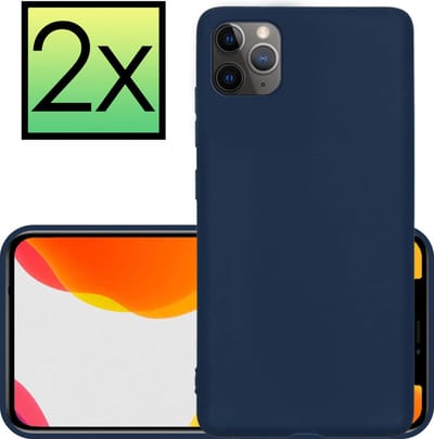 Hoesje - 2 Stuks - Geschikt voor Apple iPhone 11 Pro - Sterk & Shockproof - Case Siliconen - Back Cover - Telefoon Hoes - Donkerblauw