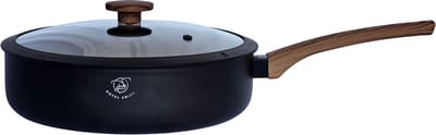 Royal Swiss® Diepe Pan 24 cm met Deksel – Marmeren Krasbestendige Anti-aanbaklaag – Geschikt voor Inductie & Alle Kookplaten – Duurzaam Kookgerei