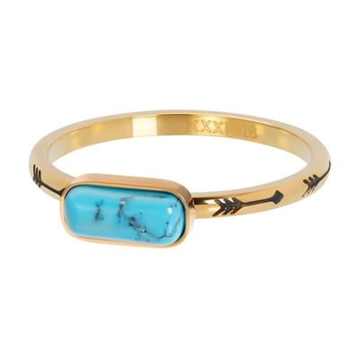 iXXXi Vulring - ring - Festival Turquoise Goudkleurig - Maat 17