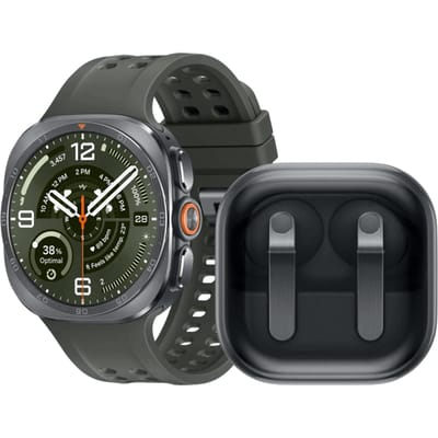 Samsung Galaxy Watch Ultra 2 5G Titanium Zilver/Groen 47mm +Samsung Galaxy Buds4 Pro Zwart