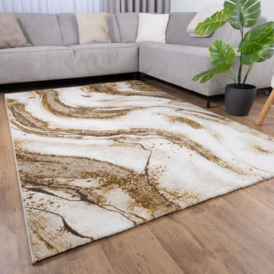 Beige Tapijt Laagpolig Vloerkleed Koho Marble Lux - 280x380cm- Modern - Woonkamer - Salon - Slaapkamer - Eetkamer