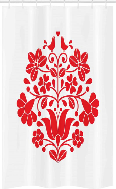 ABAKUHAUS Hongarije douchegordijn – Kalocsa Boho 120x180 cm – Rood-Wit