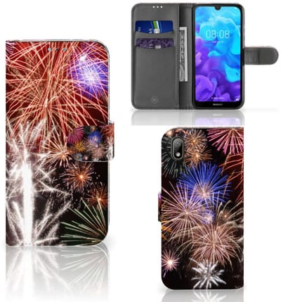 Huawei Y5 (2019) Wallet Case met Pasjes Vuurwerk