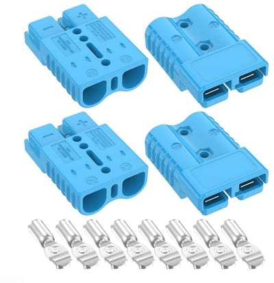 Batterij Connector - Snelle Ontkoppeling - Stroom Aansluiten - Vlamvertragende Behuizing - 4 Stuks - Blauw