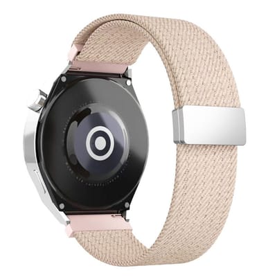 Nylon bandje - geschikt voor Garmin Venu 2s / 3s / 4 (41mm) / Vivoactive 4s / Forerunner 255s / 265s - Huawei Watch GT 5 Pro - 42mm / GT 6 / GT 5 / GT 4 - 41mm - magneet - lichtroze
