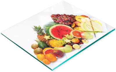 Serveerplank van gehard glas met fruitafbeeldingen, 60x52 cm