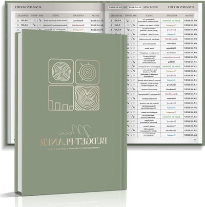 Budgetboek met groene jaarlijkse ringen, 200 pagina's voor notities en planning