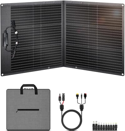 Opvouwbaar Zonnepaneel - Solarpanel Energie - Buiten Opladen - Hoge Conversie Efficiëntie - 100 Watt - Zwart
