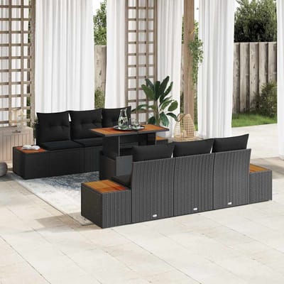 vidaXL - Tuinbank - Set - 7 - st - Zwart - en - Bruin