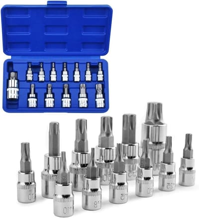 Complete Torx Bit Set van 13 Stuks T8-T70 - S2 Staal Schroefset voor Veiligheidskop en Reparatiewerkzaamheden