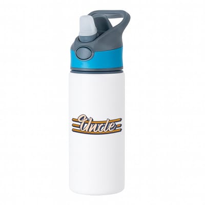 Hacebo® - Uncle waterfles met rietje blauw - Oom - oom - Verjaardag - cadeautje - kado - geschenk - water fles - 650ML